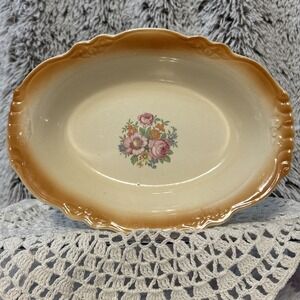 Homer Laughlin Vintage China Bowl Virgina Rose 40's Floral Scalloped‎ Edge USA